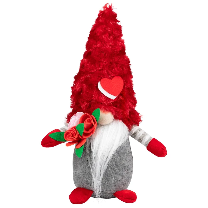 11.5" Red & Gray Fuzzy Hat Valentine's Day Gnomes Set