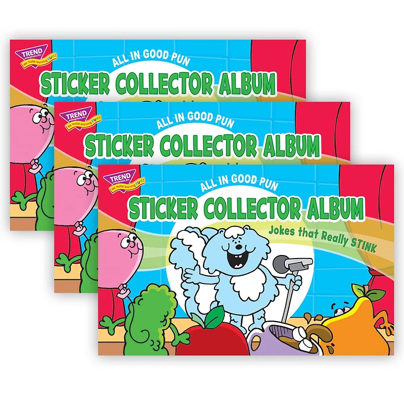 TREND Enterprises® All in Good Pun Sticker Collector Albums, 3ct.