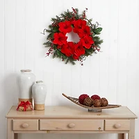 24" Red Amaryllis Wreath