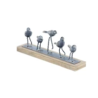 18" Gray Metal Farmhouse Birds Sculpture