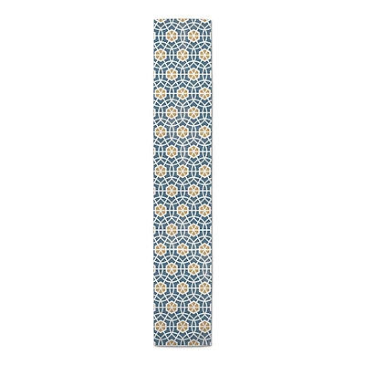 Yellow & Blue Hexagons Indoor/Outdoor Table Runner