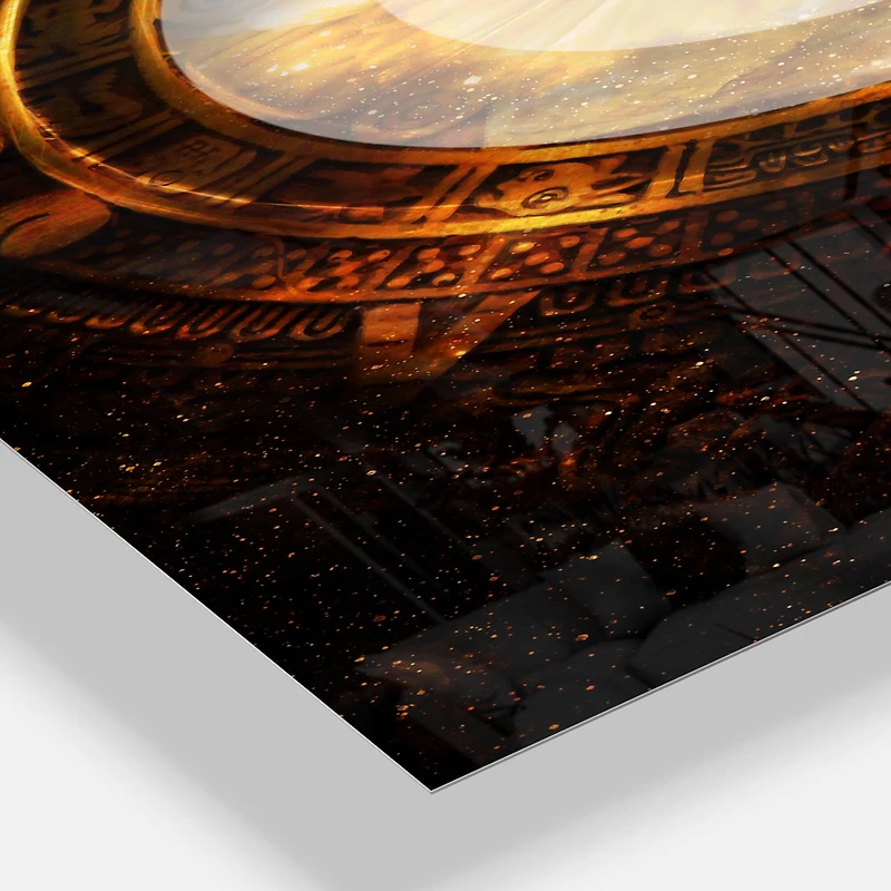 Designart 'Ancient Mayan Calendar Collage Modern Rectangular Wall Clock