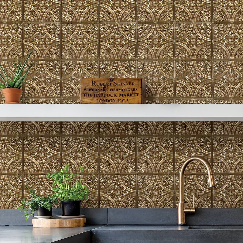 InHome Chelsea Bronze Peel & Stick Tin Tiles