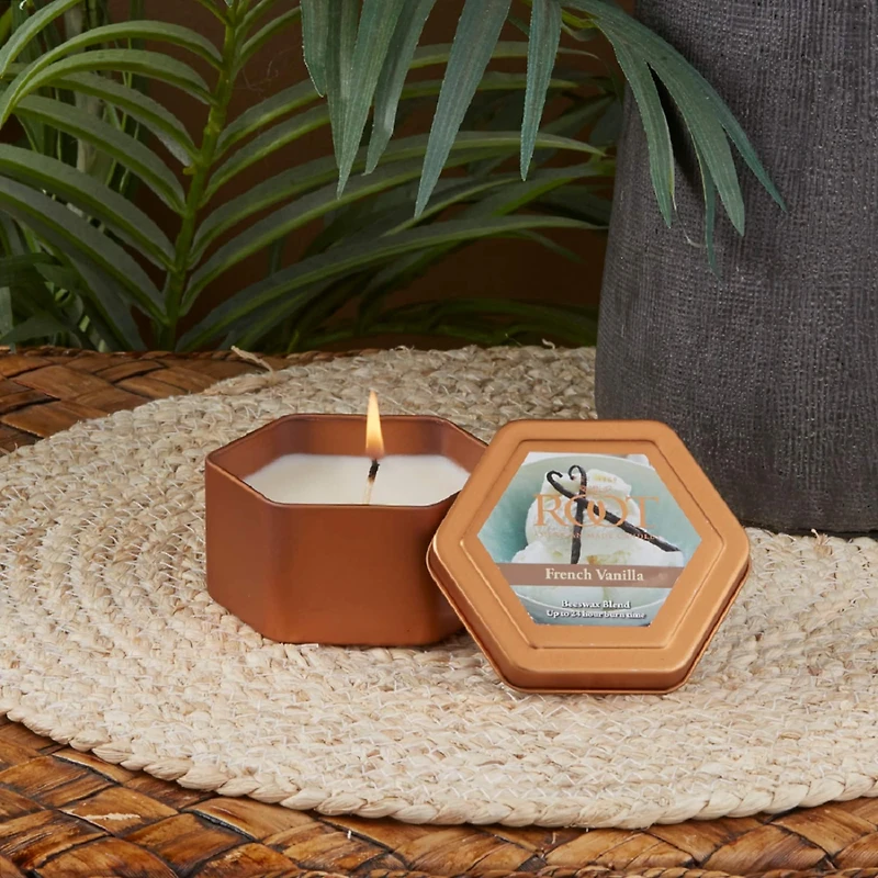 Root Candles French Vanilla Beeswax Tin Candle