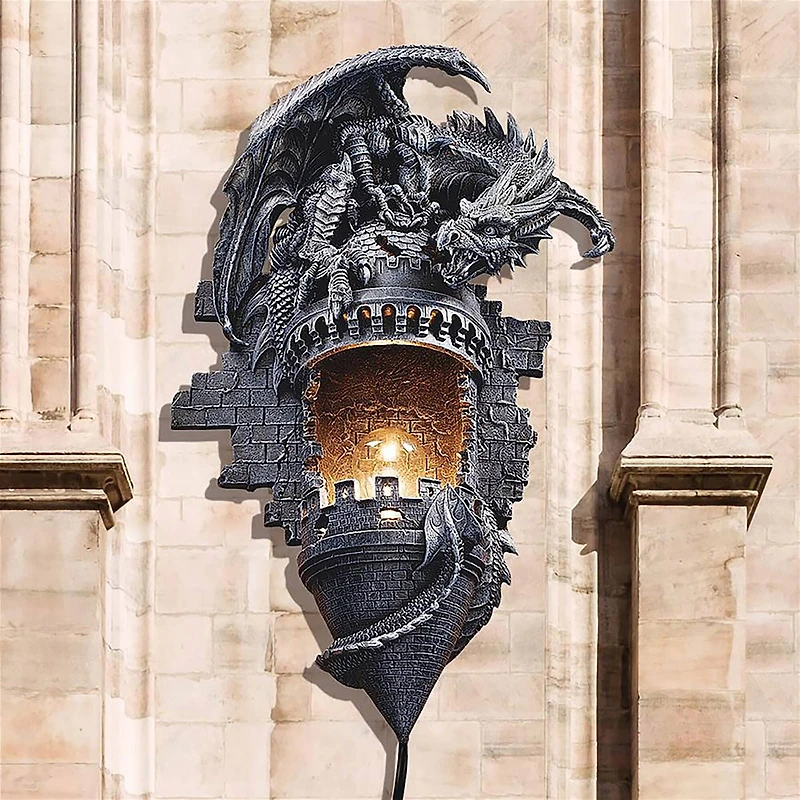Design Toscano 17" Dragon's Castle Lair Illumimated Wall Sconce