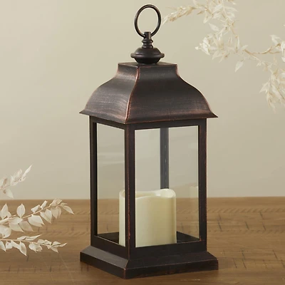 Kate Aspen® 12" LED Vintage Manchester Decorative Copper Lantern
