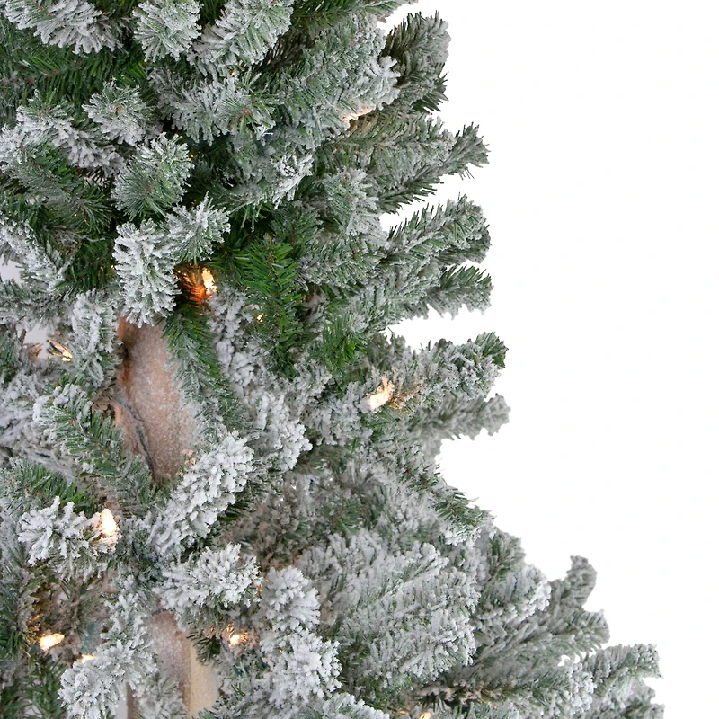 6ft. Pre-Lit Flocked Alpine Artificial Christmas Tree, Clear Lights