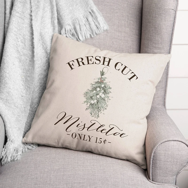 Fresh Cut Mistletoe 18x18 Throw Pillow