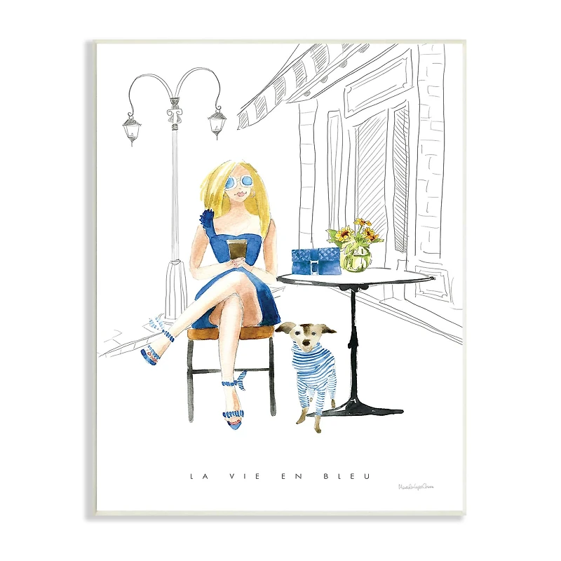 Stupell Industries La Vie En Bleu Parisian Glam Phrase Female Wall Plaque