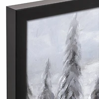 Snowy Forest Black Framed Canvas Wall Art