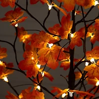 5ft. Pre-Lit Minimalist Autumn Maple Artificial Fall Tree with 96 Warm White LED Lights