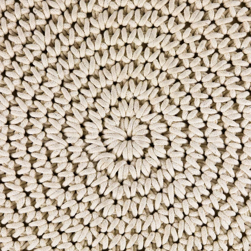 18" Cream Macramé Round Natural Cotton Pouf