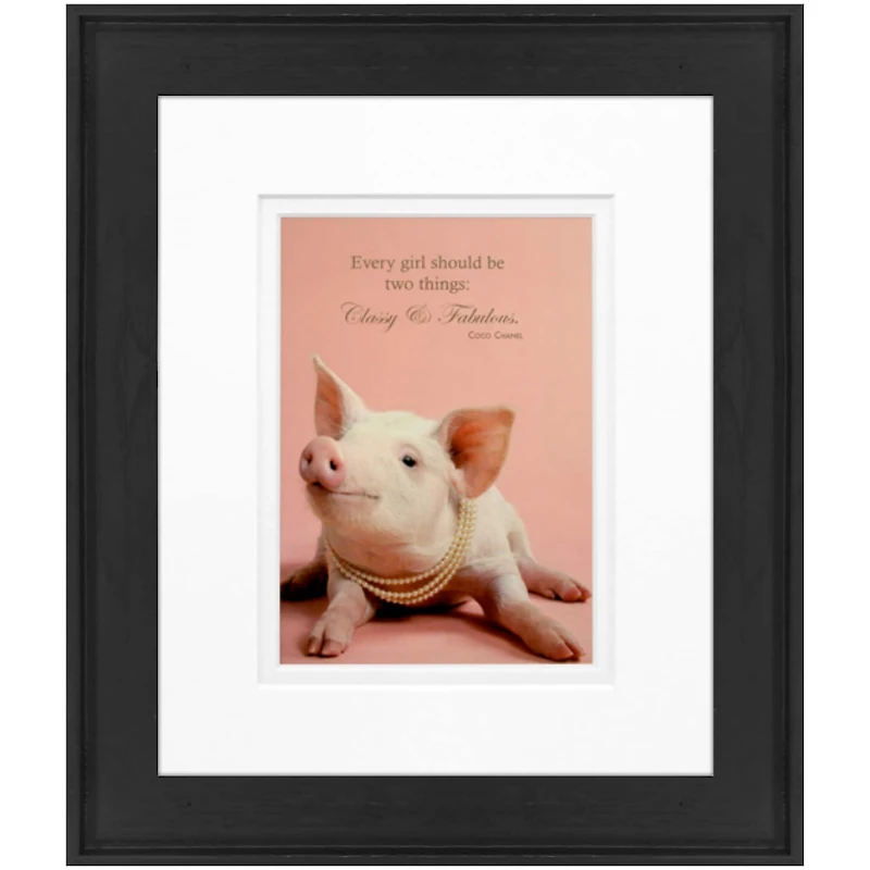 Timeless Frames® Pretty In Pink Pig Print Black Framed Wall Art
