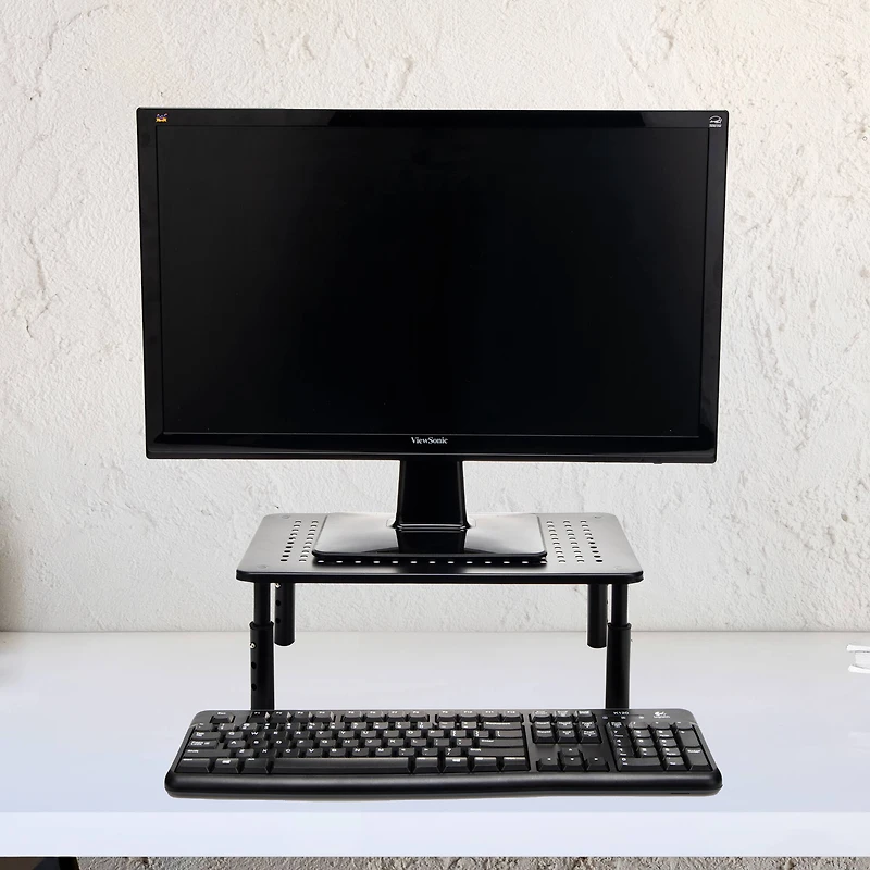 Mind Reader Black Adjustable Monitor Stand with Ventilated Metal Platform, 2ct.