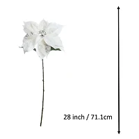 28" White & Silver Glitter Poinsettia Stem by Ashland®