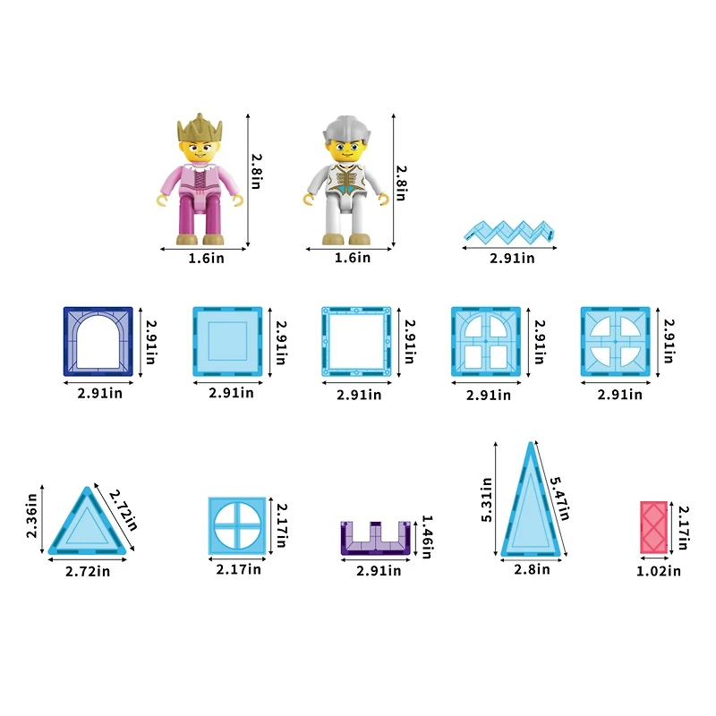 PicassoTiles® 72 Piece Ice Castle Magnetic Tile Building Set