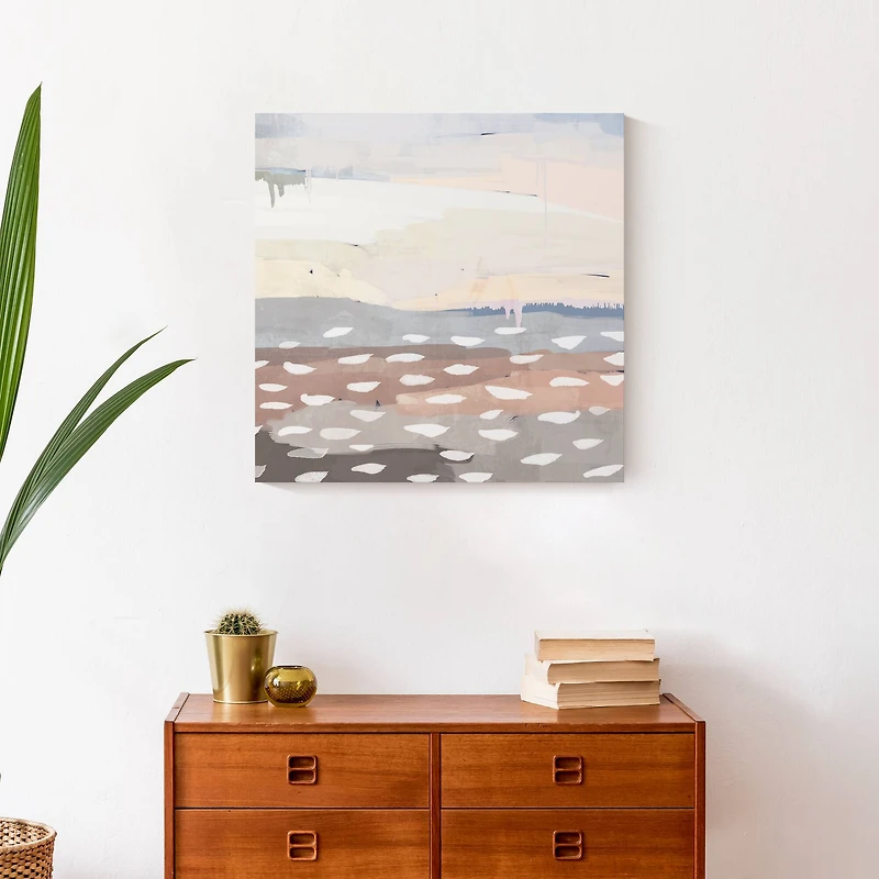 Cream Blue Abstract 20" x 20" Canvas Wall Art