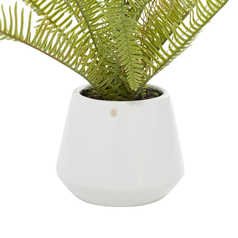 White Ceramic Contemporary Artificial Foliage, 18" x 16" x 14"