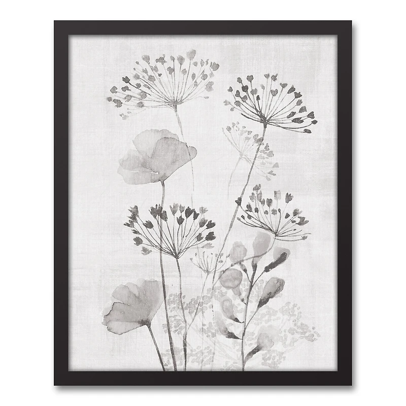 Neutral Botanicals 17.73" x 21.73" Black Framed Canvas