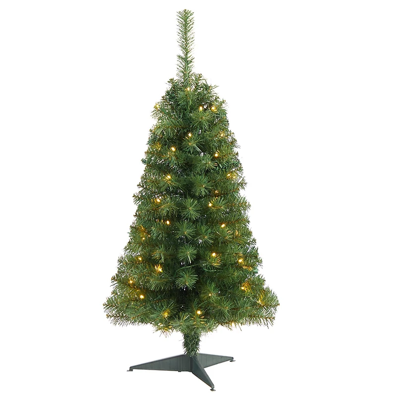 3ft. Pre-Lit Green Artificial Christmas Tree, Warm White LED Lights