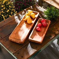 Natural Mango Wood Dough Bowl Tray Set