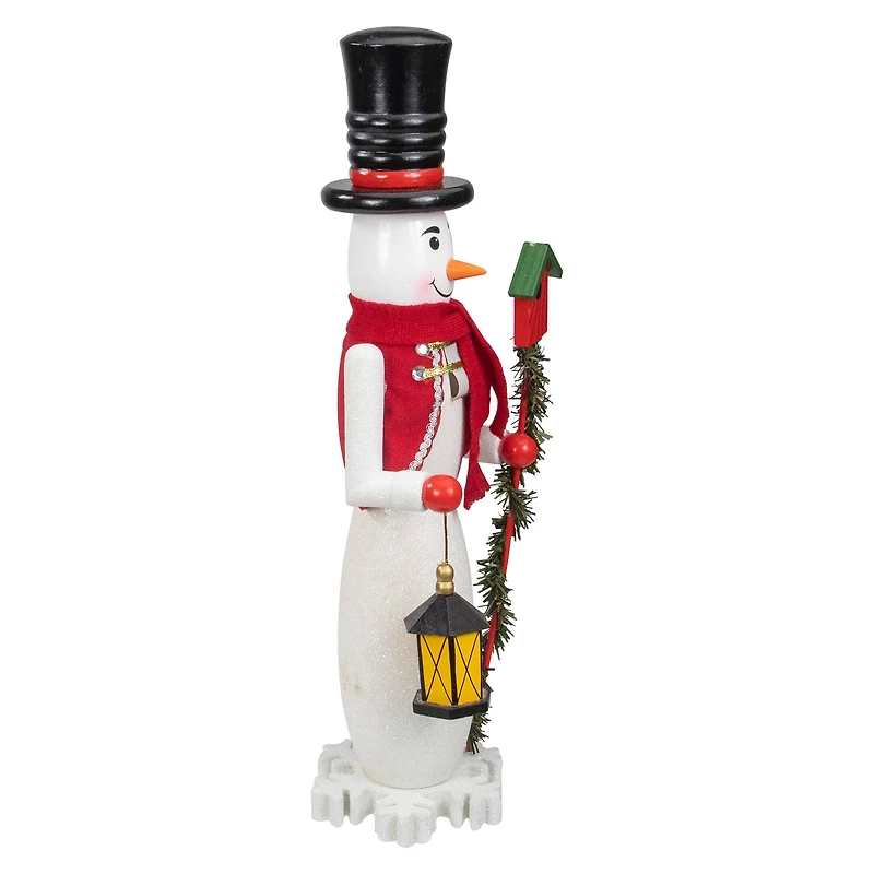 18" Glittered Wooden Snowman & Bird Nutcracker
