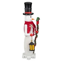 18" Glittered Wooden Snowman & Bird Nutcracker