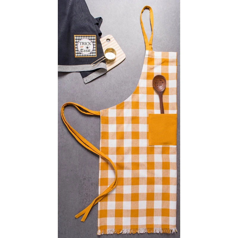Pumpkin Spice Heavyweight Check Fringed Chef Apron