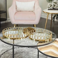 Gold Contemporary Tray, Set of 2" 16", 14"