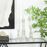 Clear Glass Candle Holder Set