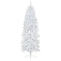 6.5ft. Pre-Lit Slim Geneva White Spruce Artificial Christmas Tree, Green Lights