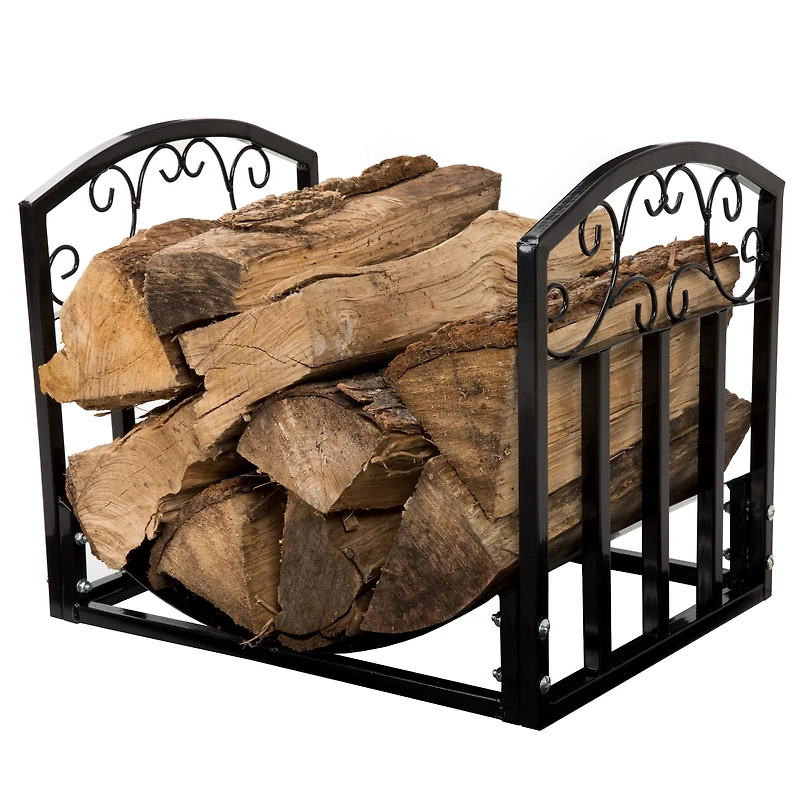 Hastings Home Black Indoor Firewood Holder Storage Rack