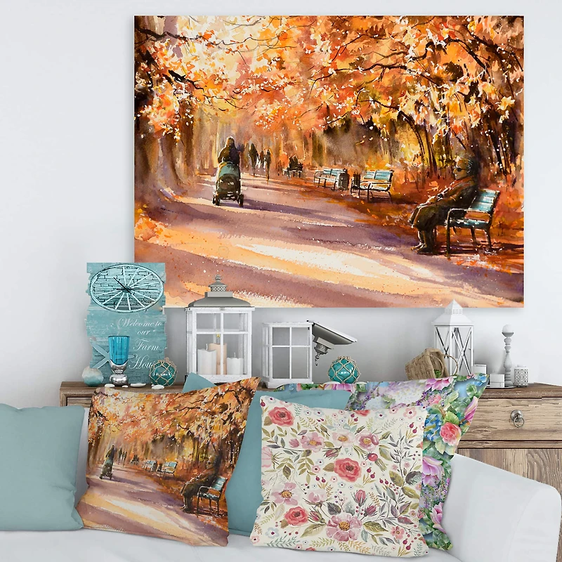 Designart - Road In The Park In Sunny Autumn Day