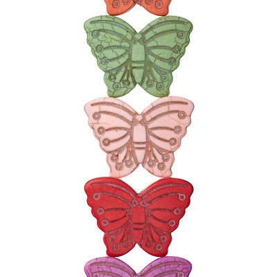 Multicolor Howlite Butterfly Beads, 38mm by Bead Landing™