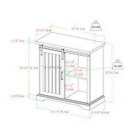 Walker Edison 32" Reclaimed Barnwood Sliding Grooved Door Modern Accent Cabinet 