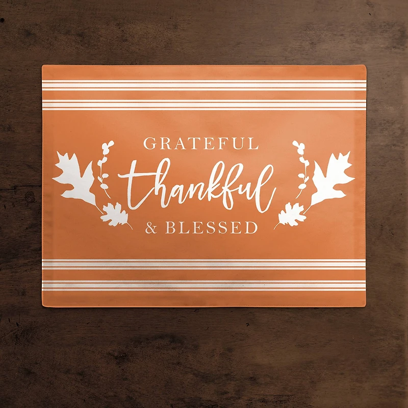 Grateful Thankful Blessed Stripes Cotton Twill Placemat