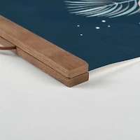 Simple Blue Leaves 12" x 18" Teak Hanging Canvas