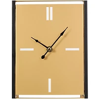 CosmoLiving by Cosmopolitan 10" Black Metal Rectangular Angled Clock Set with Gold Accents & Cutout Tick Hour Markers