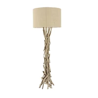 Beige Wood Rustic Floor Lamp, 62" x 22" x 22"