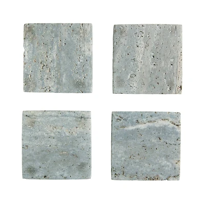 Hello Honey® 4" Natural Square Travertine Drink Coasters, 4ct.