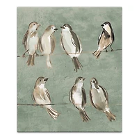 Birds on a Wire Sage 20" x 24" Canvas Wall Art