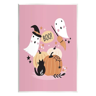 Stupell Industries Pink Boo Halloween Ghosts Wall Plaque Art