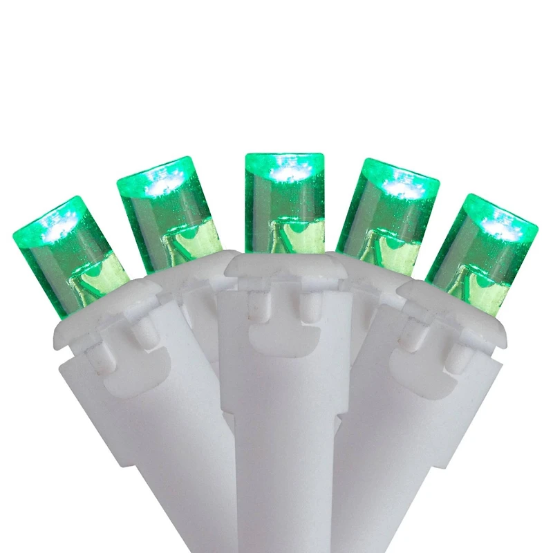 100ct. Green LED Wide Angle Icicle Christmas String Lights with White Wire