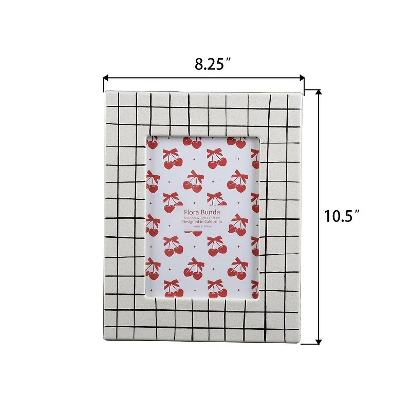 Flora Bunda® 5" x 7" White Checker Line Ceramic Frame