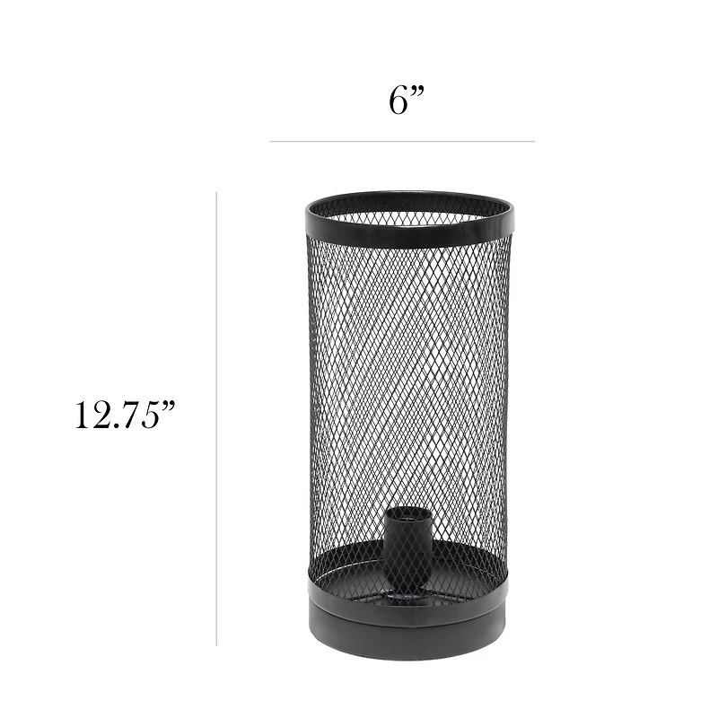 Simple Designs 13" Mesh Cylindrical Steel Table Lamp