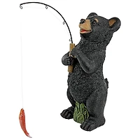 Design Toscano 13.5" Hooked on Fishing Fisherman Black Bear Statue