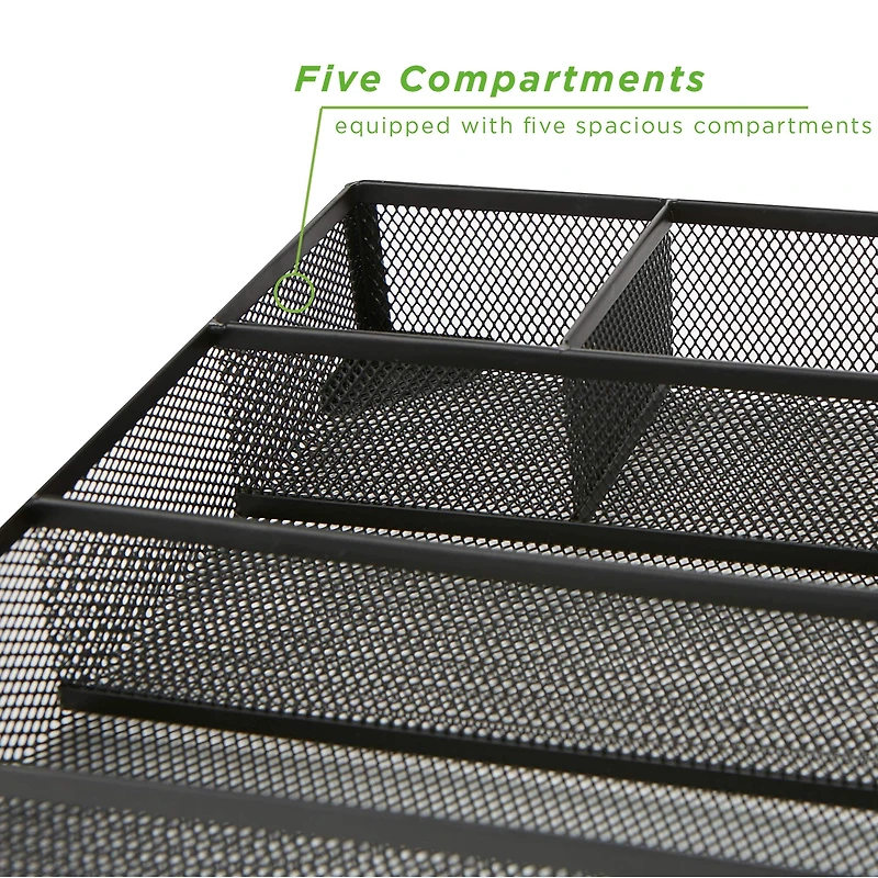 Mind Reader 11.75" Black 2-Piece Mesh Deep Drawer Organizer