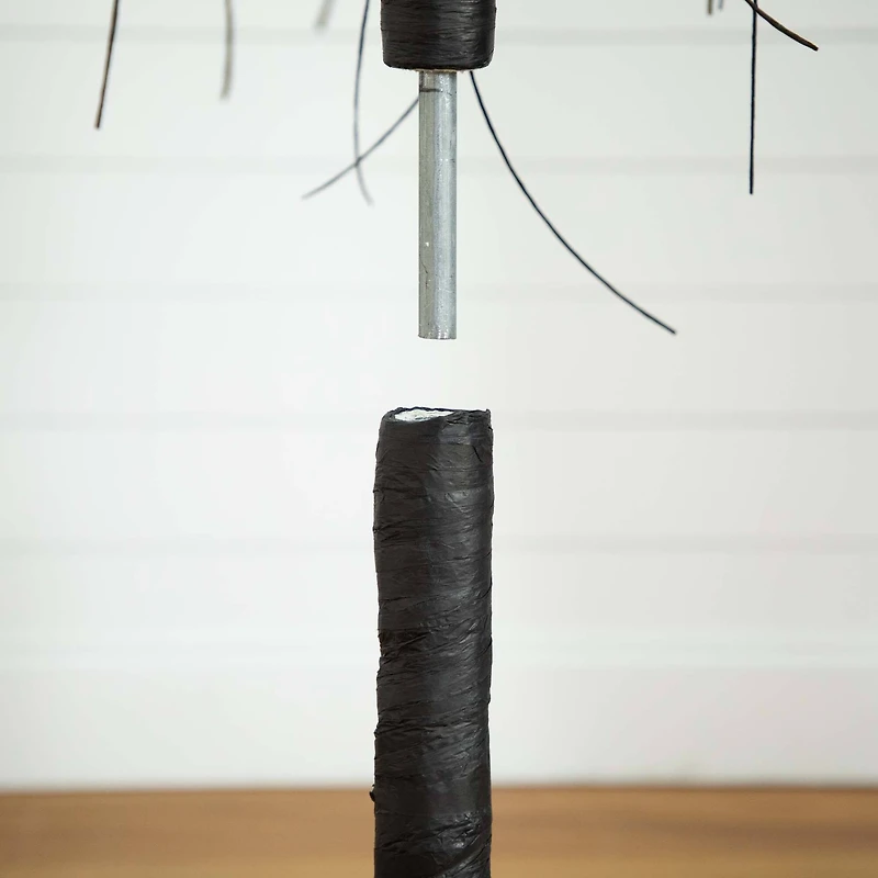 6ft. Orange & Purple LED Pre-Lit Halloween Black Willow Artificial Fall Tree