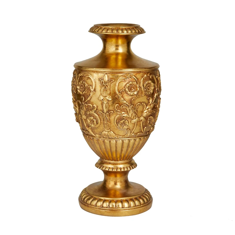 Gold Polystone Traditional Vase, 8" x 8" x 8"