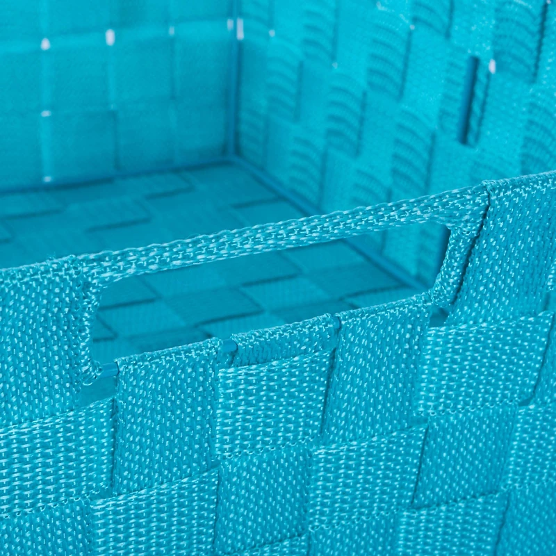 Teal Nylon Trapezoid Basket Weave Bin Set